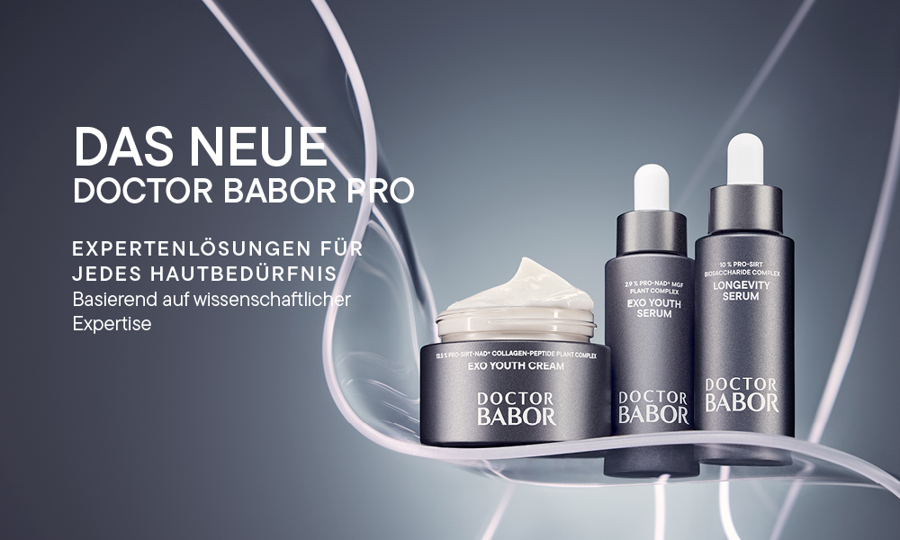 Das neue DOCTOR BABOR PRO - Expertenlösungen für jedes Hautbedürfnis. Mit drei DOCTOR BABOR Pro Produkten nebeneinander.